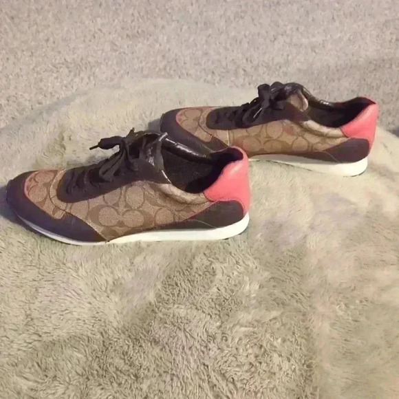Coach sneakers, size 9.5, brown, tan and pink - Picture 4 of 9